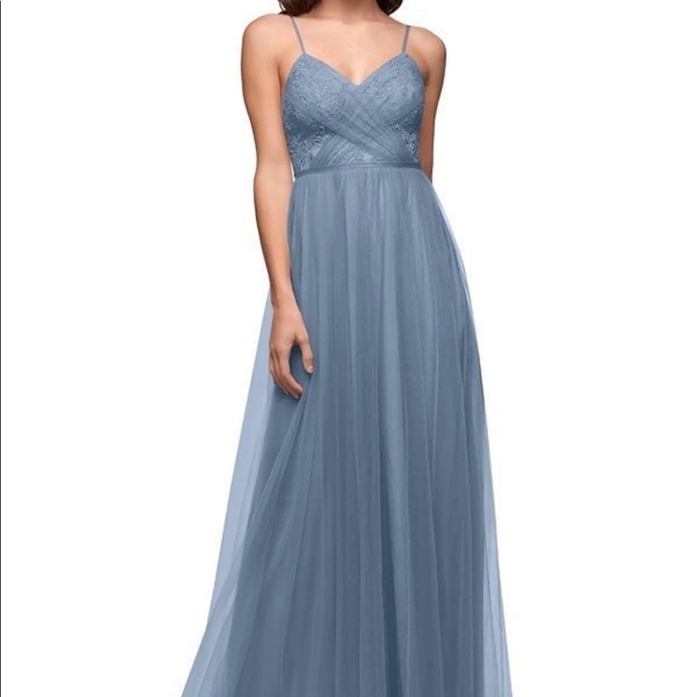 Azazie Layla Dusty Blue Bridesmaids Dress
